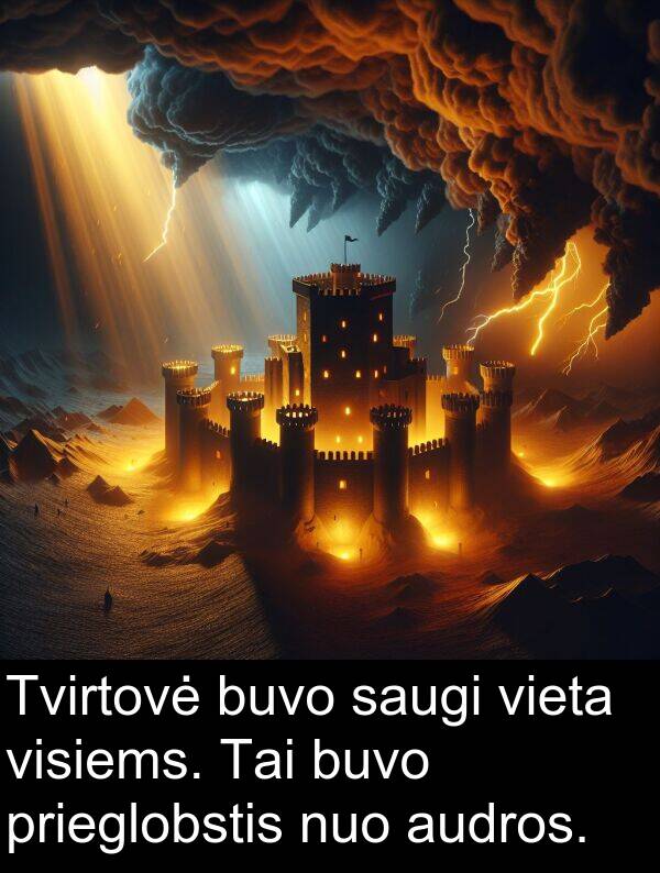 prieglobstis: Tvirtovė buvo saugi vieta visiems. Tai buvo prieglobstis nuo audros.