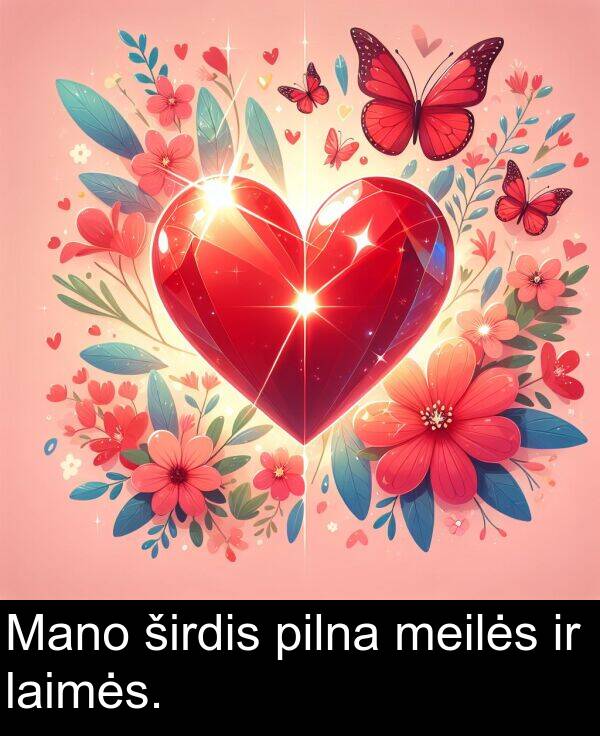 laimės: Mano širdis pilna meilės ir laimės.