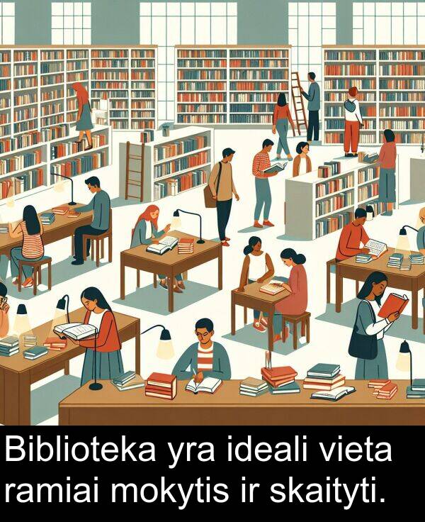 ramiai: Biblioteka yra ideali vieta ramiai mokytis ir skaityti.