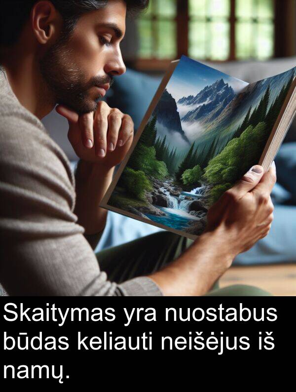 namų: Skaitymas yra nuostabus būdas keliauti neišėjus iš namų.