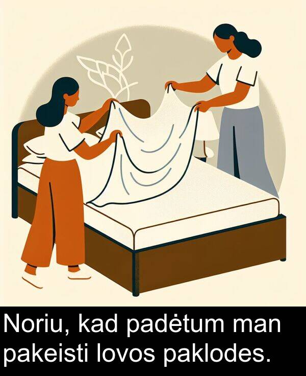 man: Noriu, kad padėtum man pakeisti lovos paklodes.