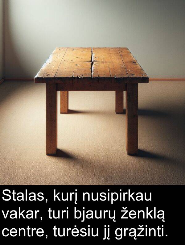 centre: Stalas, kurį nusipirkau vakar, turi bjaurų ženklą centre, turėsiu jį grąžinti.