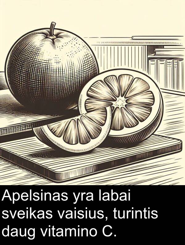 daug: Apelsinas yra labai sveikas vaisius, turintis daug vitamino C.