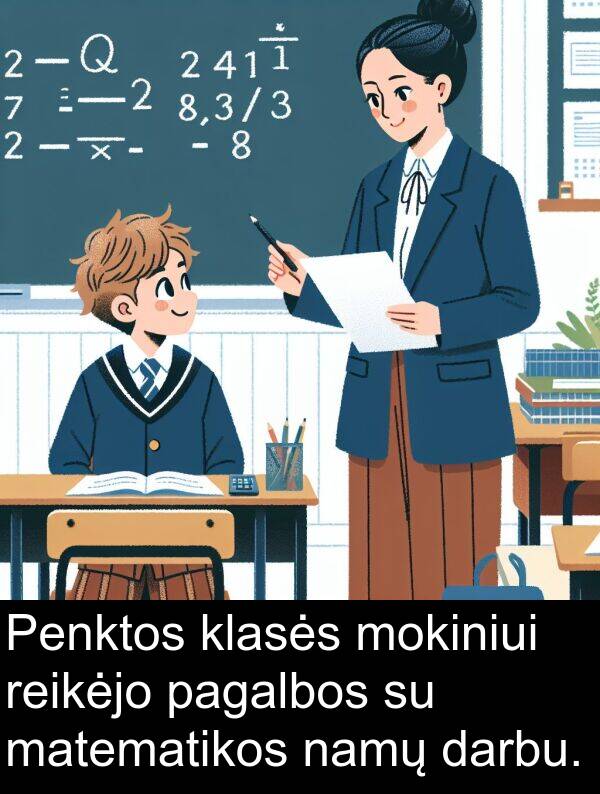 darbu: Penktos klasės mokiniui reikėjo pagalbos su matematikos namų darbu.