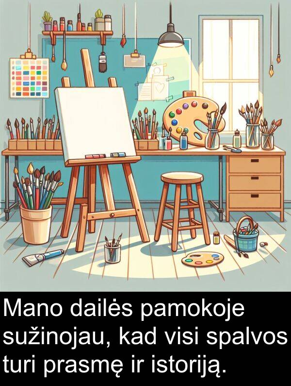 dailės: Mano dailės pamokoje sužinojau, kad visi spalvos turi prasmę ir istoriją.