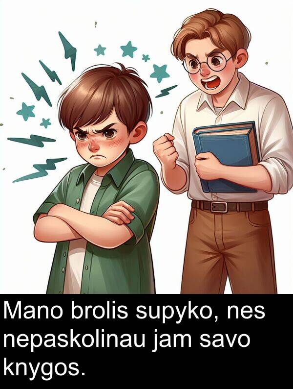 knygos: Mano brolis supyko, nes nepaskolinau jam savo knygos.