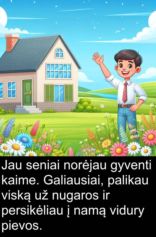 namą: Jau seniai norėjau gyventi kaime. Galiausiai, palikau viską už nugaros ir persikėliau į namą vidury pievos.