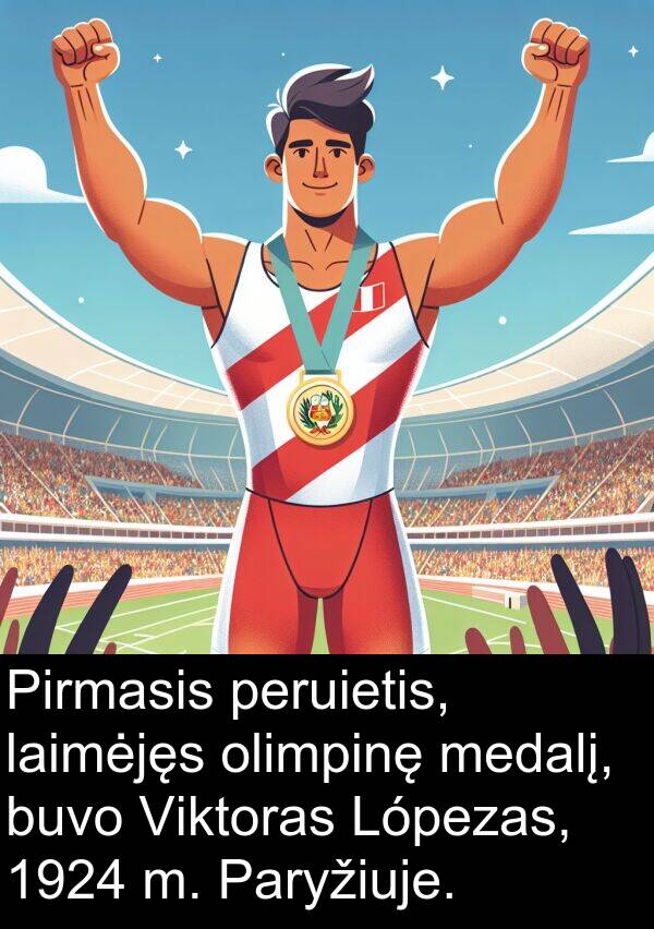 olimpinę: Pirmasis peruietis, laimėjęs olimpinę medalį, buvo Viktoras Lópezas, 1924 m. Paryžiuje.
