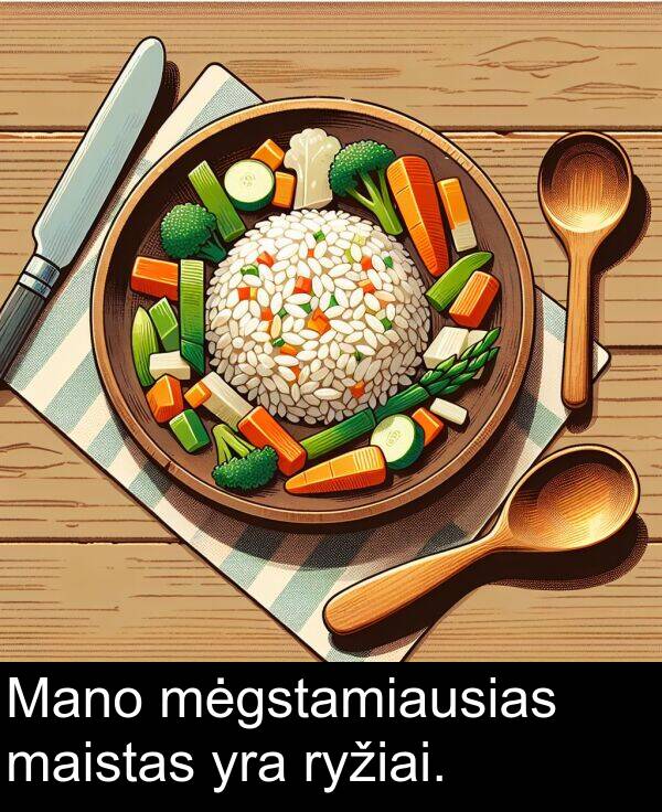 maistas: Mano mėgstamiausias maistas yra ryžiai.