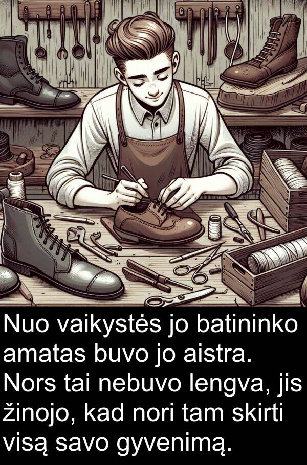 aistra: Nuo vaikystės jo batininko amatas buvo jo aistra. Nors tai nebuvo lengva, jis žinojo, kad nori tam skirti visą savo gyvenimą.