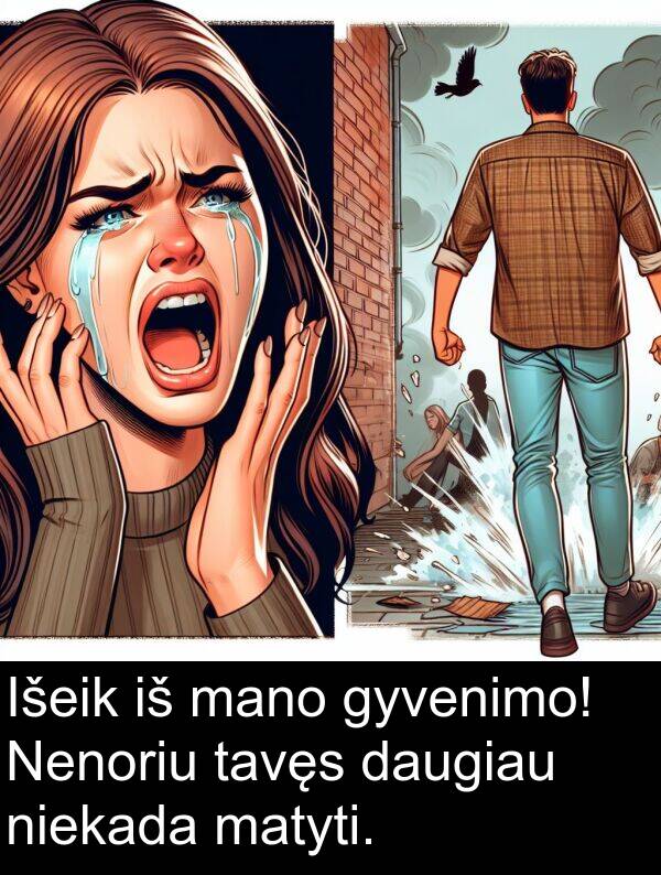 niekada: Išeik iš mano gyvenimo! Nenoriu tavęs daugiau niekada matyti.