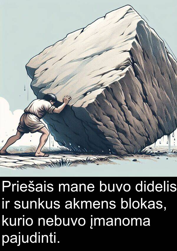 nebuvo: Priešais mane buvo didelis ir sunkus akmens blokas, kurio nebuvo įmanoma pajudinti.