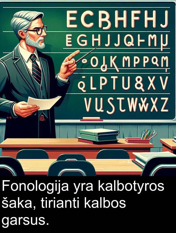 šaka: Fonologija yra kalbotyros šaka, tirianti kalbos garsus.