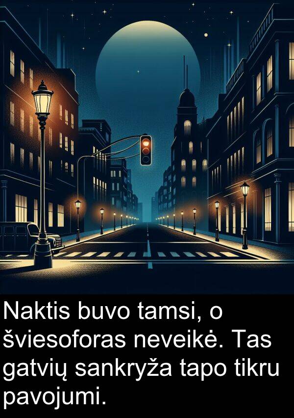 sankryža: Naktis buvo tamsi, o šviesoforas neveikė. Tas gatvių sankryža tapo tikru pavojumi.