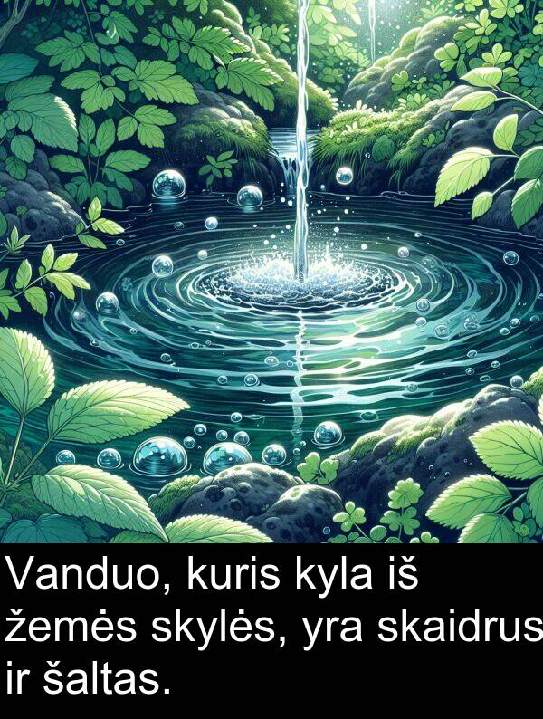 žemės: Vanduo, kuris kyla iš žemės skylės, yra skaidrus ir šaltas.