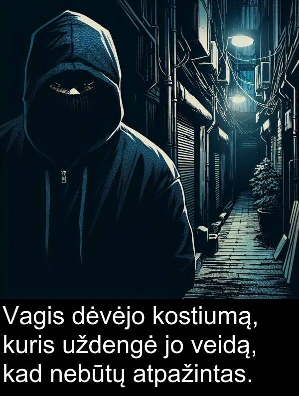 nebūtų: Vagis dėvėjo kostiumą, kuris uždengė jo veidą, kad nebūtų atpažintas.
