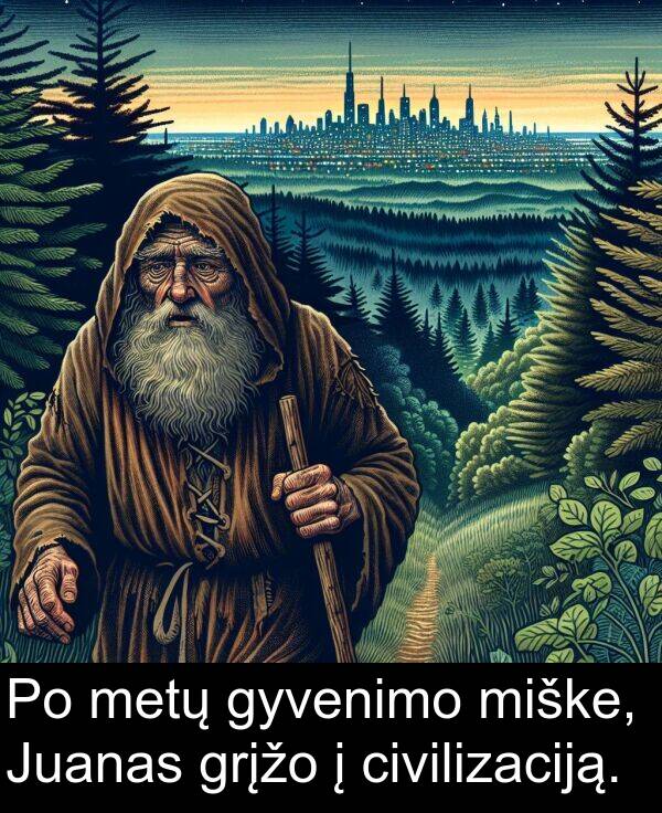 gyvenimo: Po metų gyvenimo miške, Juanas grįžo į civilizaciją.