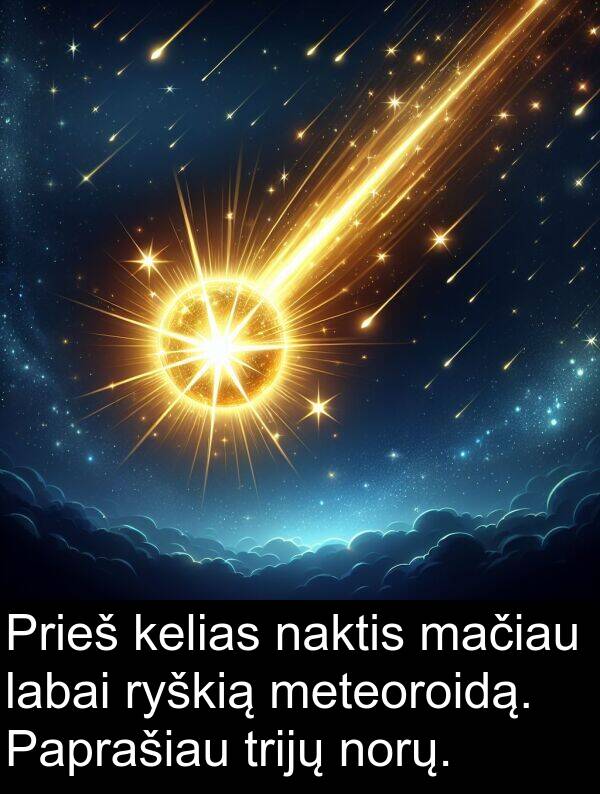 mačiau: Prieš kelias naktis mačiau labai ryškią meteoroidą. Paprašiau trijų norų.