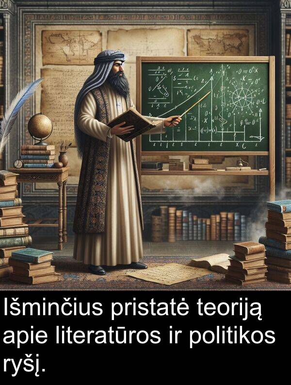 ryšį: Išminčius pristatė teoriją apie literatūros ir politikos ryšį.