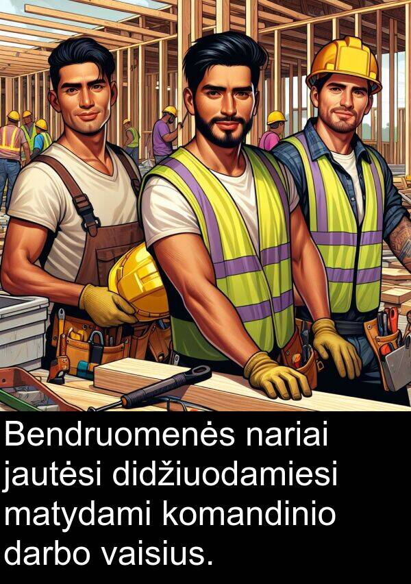 nariai: Bendruomenės nariai jautėsi didžiuodamiesi matydami komandinio darbo vaisius.