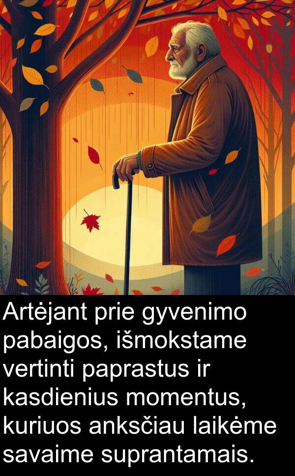 pabaigos: Artėjant prie gyvenimo pabaigos, išmokstame vertinti paprastus ir kasdienius momentus, kuriuos anksčiau laikėme savaime suprantamais.