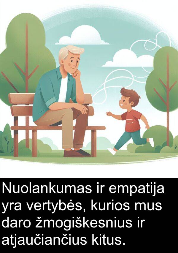 daro: Nuolankumas ir empatija yra vertybės, kurios mus daro žmogiškesnius ir atjaučiančius kitus.