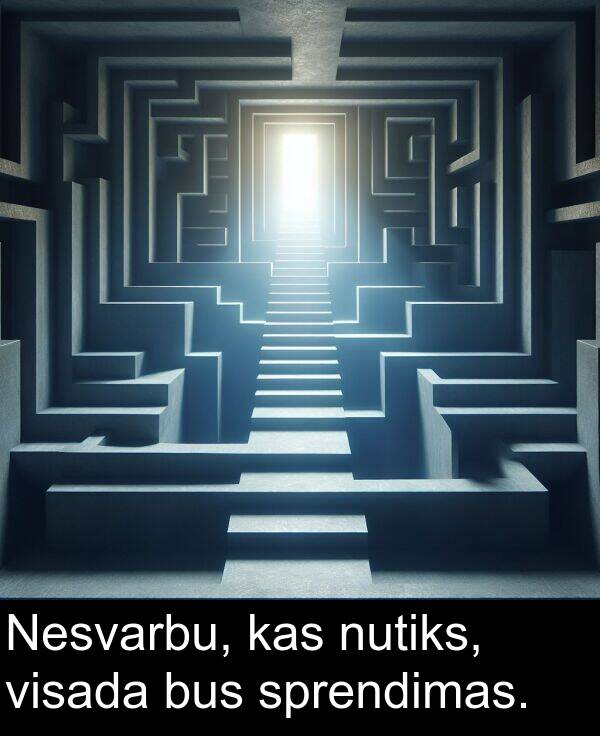 nutiks: Nesvarbu, kas nutiks, visada bus sprendimas.