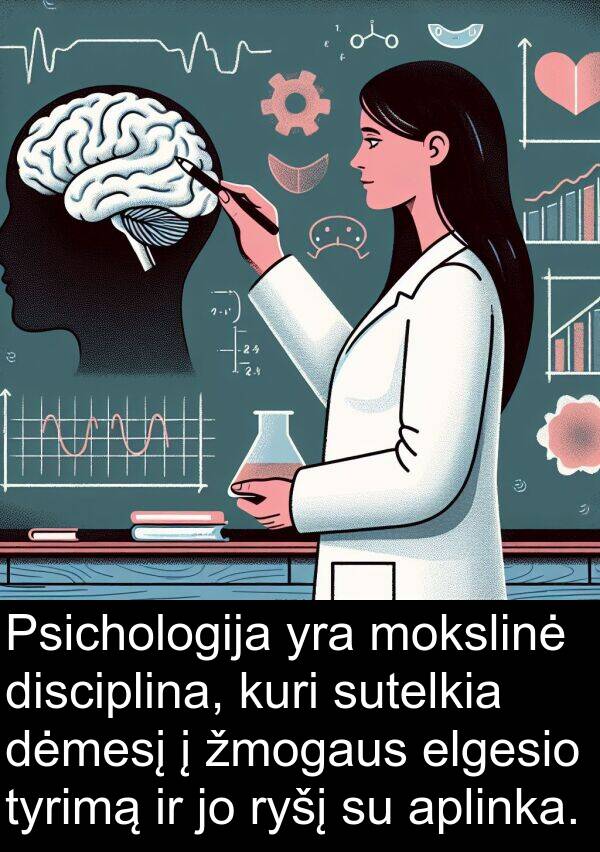 ryšį: Psichologija yra mokslinė disciplina, kuri sutelkia dėmesį į žmogaus elgesio tyrimą ir jo ryšį su aplinka.