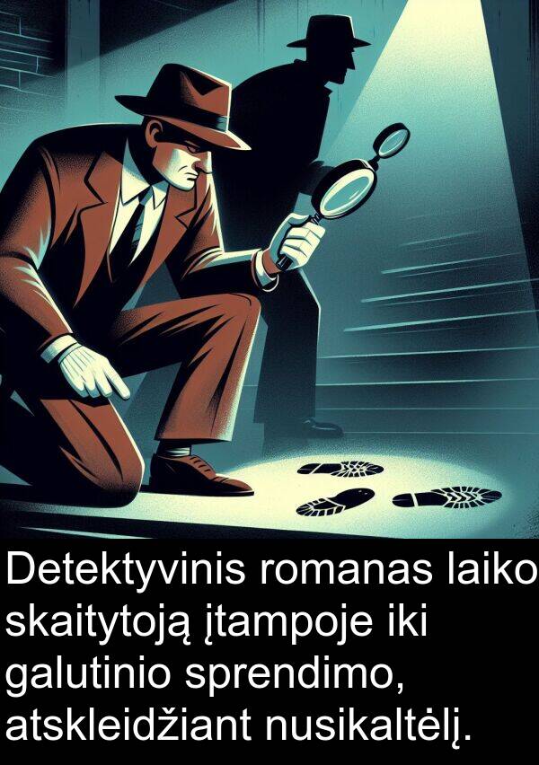 laiko: Detektyvinis romanas laiko skaitytoją įtampoje iki galutinio sprendimo, atskleidžiant nusikaltėlį.