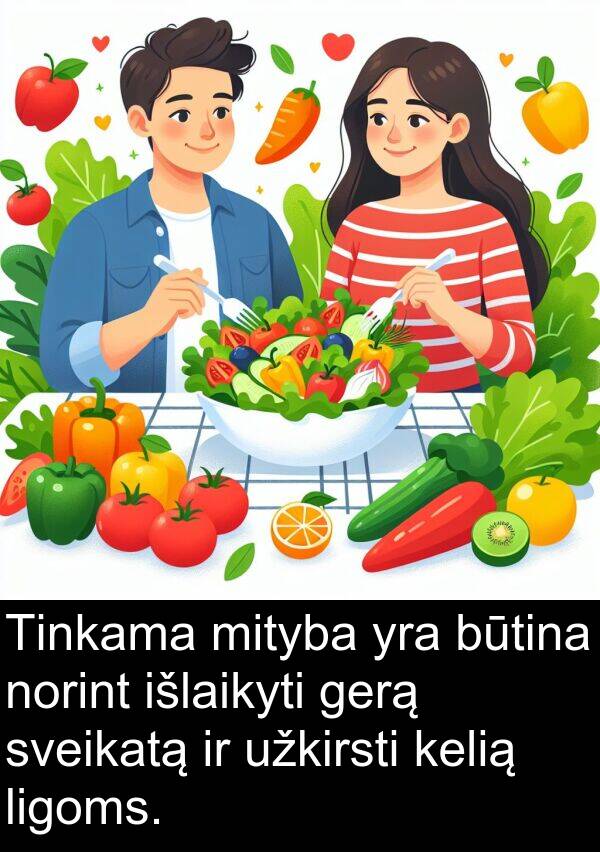 ligoms: Tinkama mityba yra būtina norint išlaikyti gerą sveikatą ir užkirsti kelią ligoms.