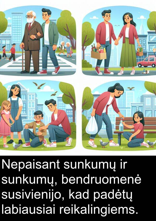 labiausiai: Nepaisant sunkumų ir sunkumų, bendruomenė susivienijo, kad padėtų labiausiai reikalingiems.