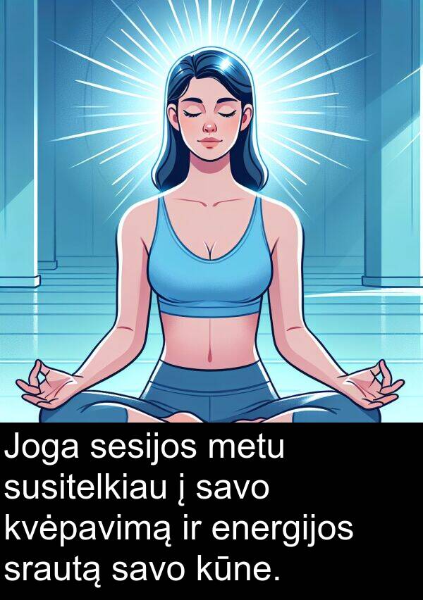 kvėpavimą: Joga sesijos metu susitelkiau į savo kvėpavimą ir energijos srautą savo kūne.