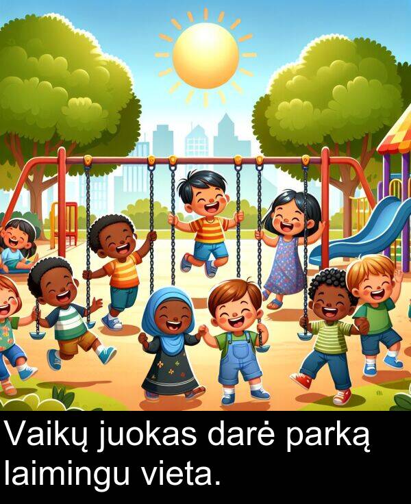laimingu: Vaikų juokas darė parką laimingu vieta.