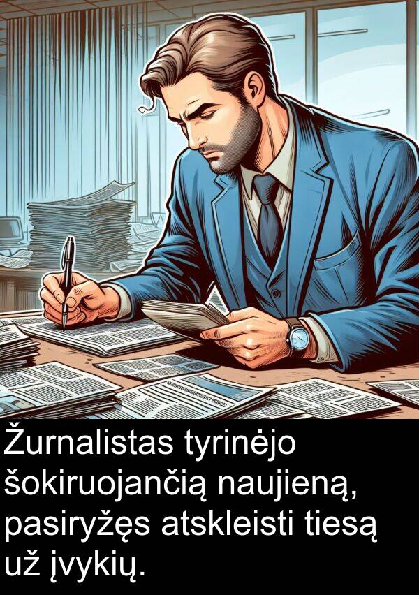 tyrinėjo: Žurnalistas tyrinėjo šokiruojančią naujieną, pasiryžęs atskleisti tiesą už įvykių.