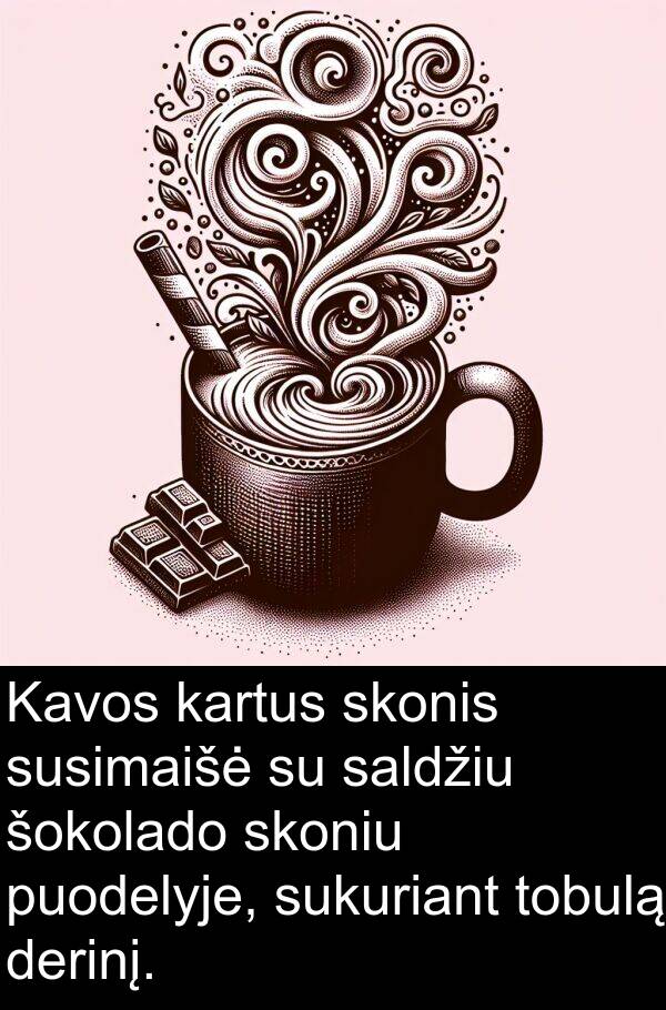 tobulą: Kavos kartus skonis susimaišė su saldžiu šokolado skoniu puodelyje, sukuriant tobulą derinį.
