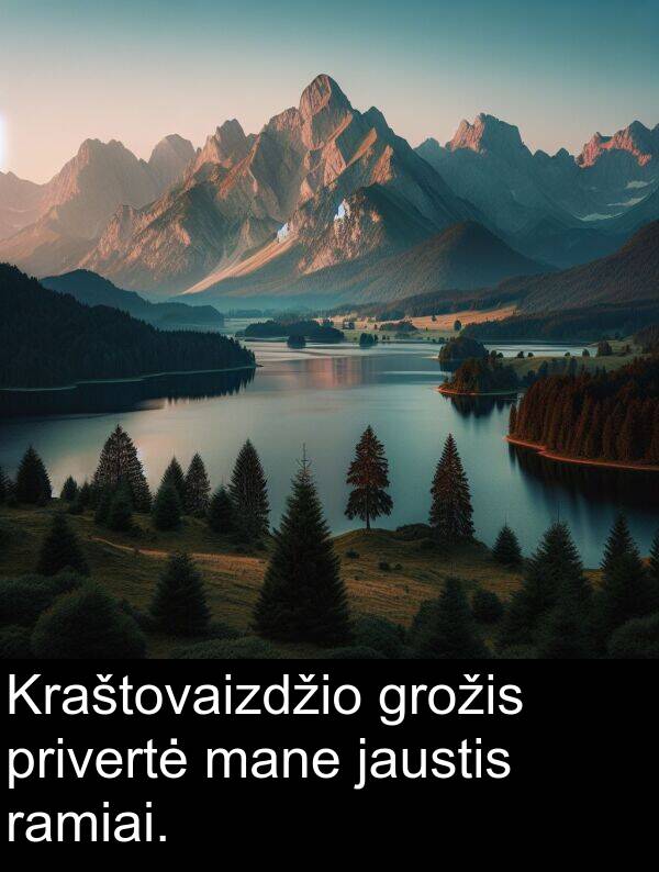 ramiai: Kraštovaizdžio grožis privertė mane jaustis ramiai.