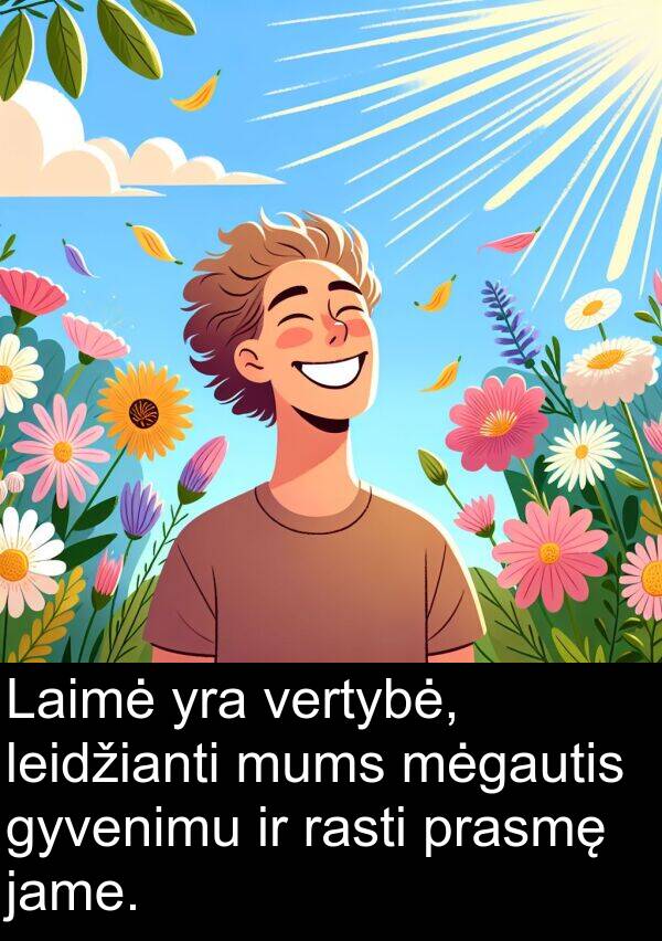 jame: Laimė yra vertybė, leidžianti mums mėgautis gyvenimu ir rasti prasmę jame.