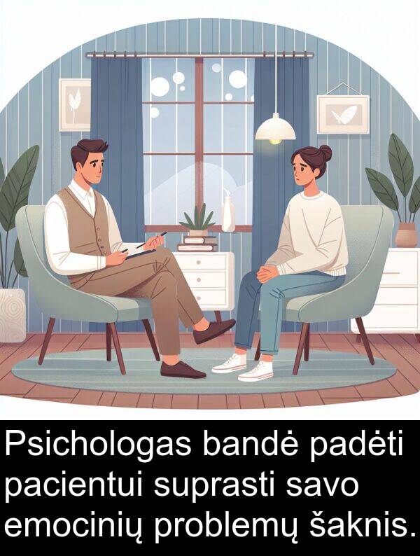 bandė: Psichologas bandė padėti pacientui suprasti savo emocinių problemų šaknis.