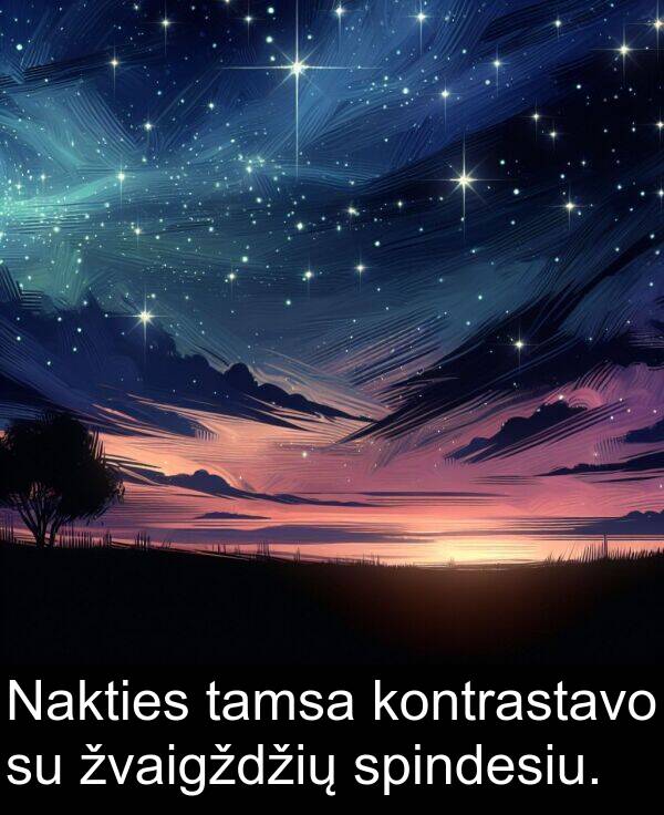 tamsa: Nakties tamsa kontrastavo su žvaigždžių spindesiu.