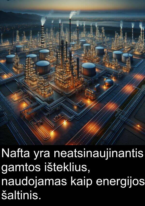 gamtos: Nafta yra neatsinaujinantis gamtos išteklius, naudojamas kaip energijos šaltinis.