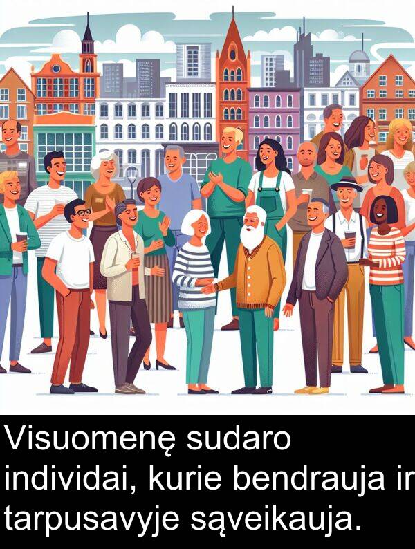 tarpusavyje: Visuomenę sudaro individai, kurie bendrauja ir tarpusavyje sąveikauja.