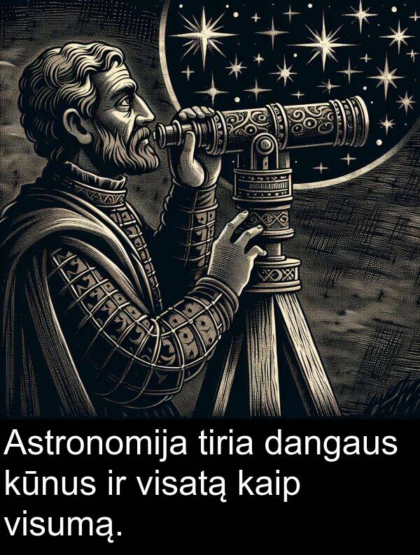 dangaus: Astronomija tiria dangaus kūnus ir visatą kaip visumą.