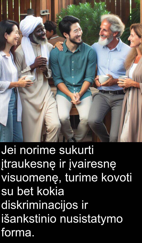 norime: Jei norime sukurti įtraukesnę ir įvairesnę visuomenę, turime kovoti su bet kokia diskriminacijos ir išankstinio nusistatymo forma.