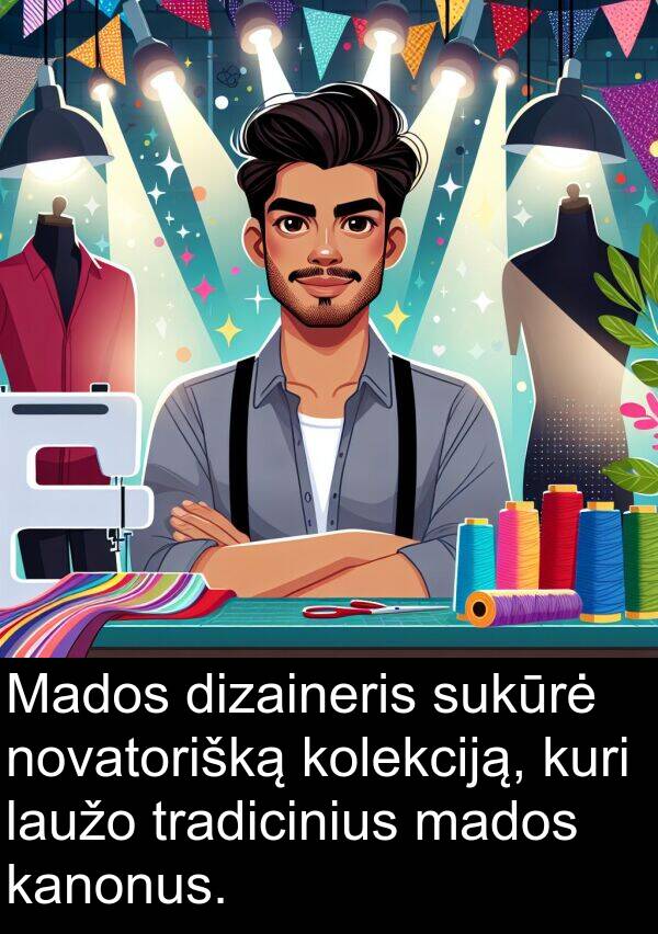 mados: Mados dizaineris sukūrė novatorišką kolekciją, kuri laužo tradicinius mados kanonus.