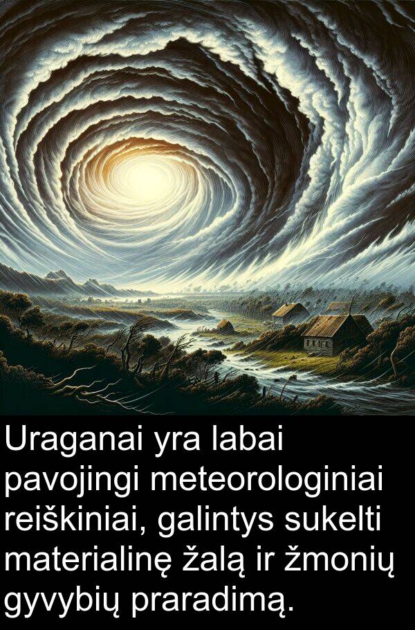 galintys: Uraganai yra labai pavojingi meteorologiniai reiškiniai, galintys sukelti materialinę žalą ir žmonių gyvybių praradimą.