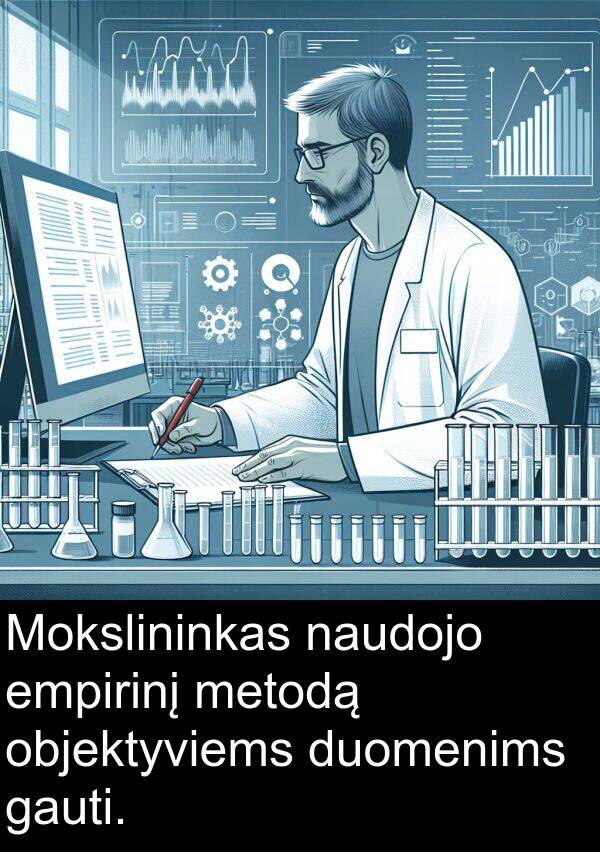 naudojo: Mokslininkas naudojo empirinį metodą objektyviems duomenims gauti.