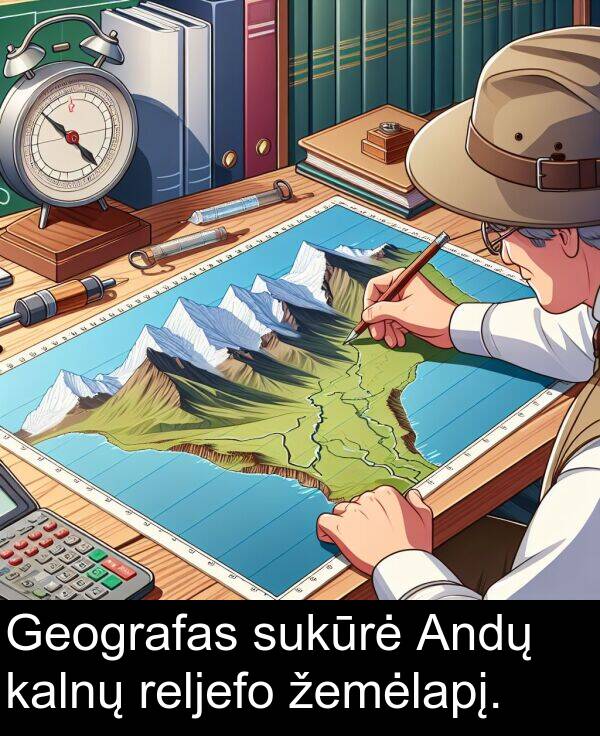 žemėlapį: Geografas sukūrė Andų kalnų reljefo žemėlapį.