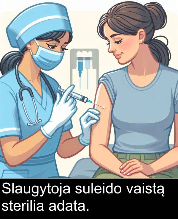 vaistą: Slaugytoja suleido vaistą sterilia adata.