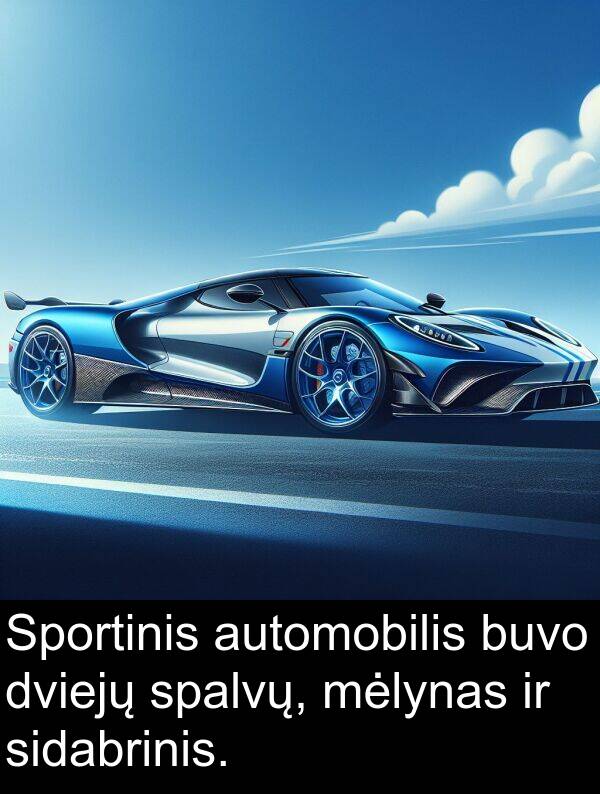 dviejų: Sportinis automobilis buvo dviejų spalvų, mėlynas ir sidabrinis.