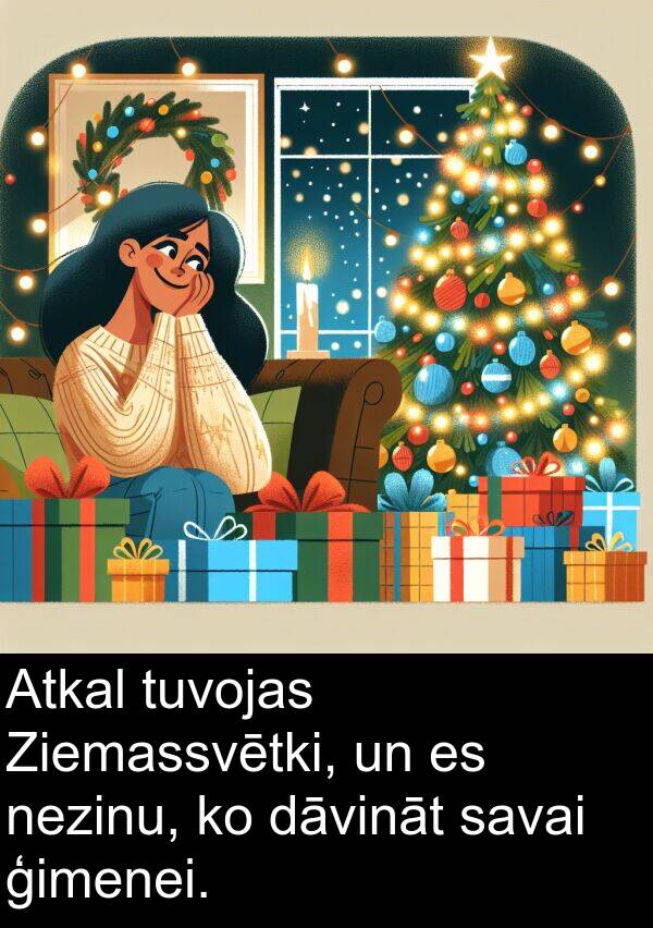 dāvināt: Atkal tuvojas Ziemassvētki, un es nezinu, ko dāvināt savai ģimenei.